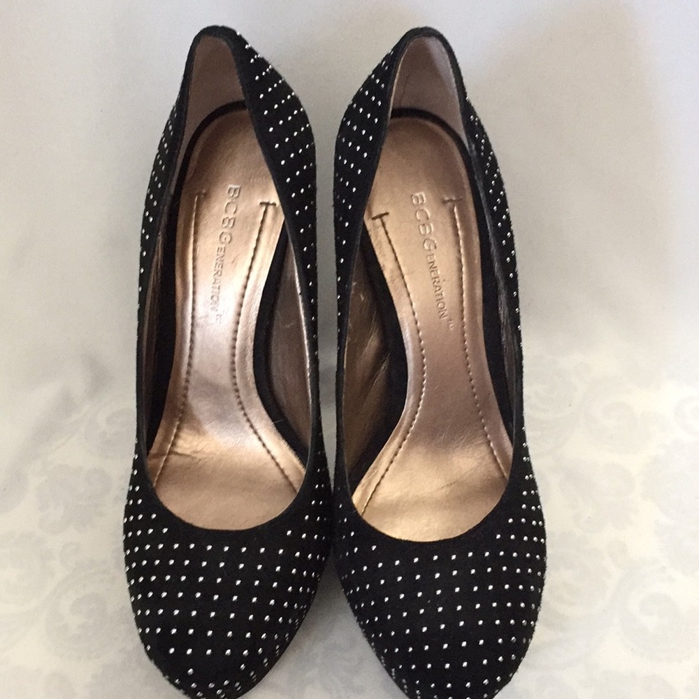 Bcbgeneration Black Studded Platform Joy Heels 6 - image 2